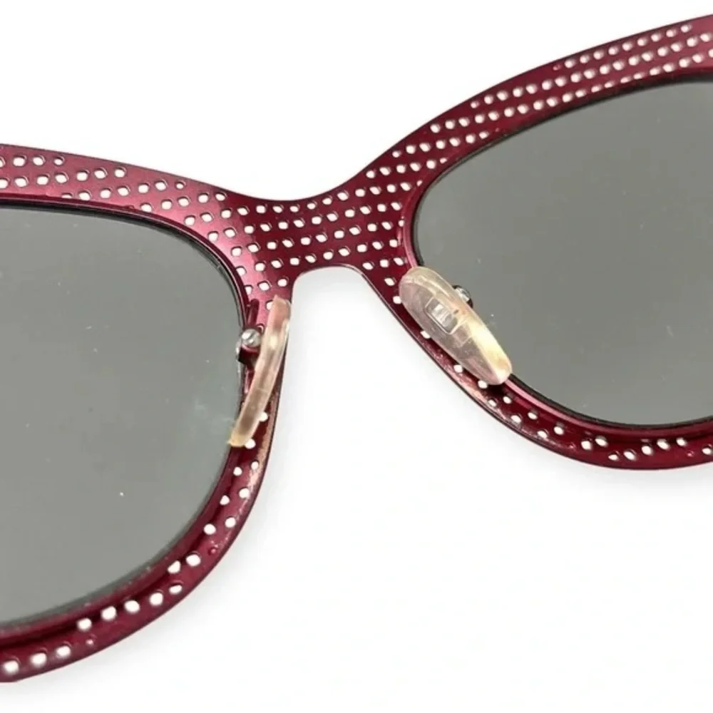 MARC JACOBS Red Burgundy Woven Metal Mirror Lens $250 Sunglasses Black Case
